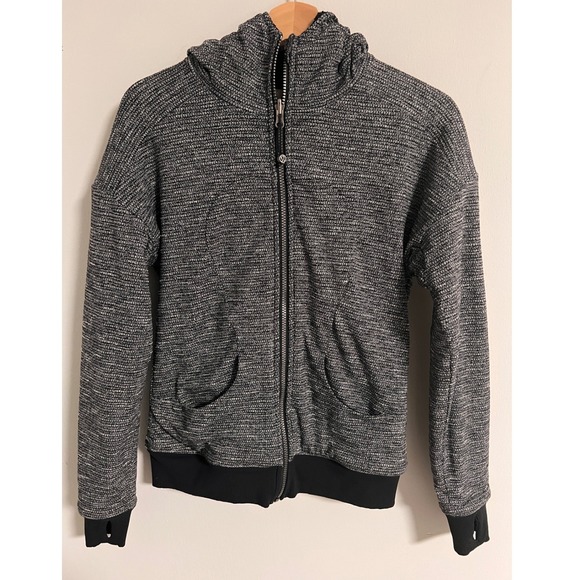 Lululemon Tops - Lululemon Daily Yoga Jacket Womens 6 Coco Pique Black Gray Full Zip Thumbholes